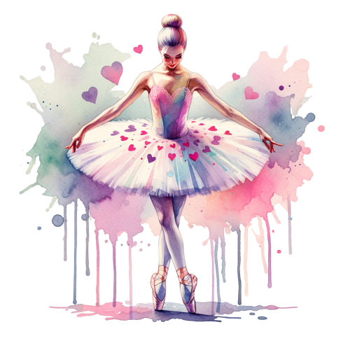 (042-10-D) Colorful Watercolor Ballerina