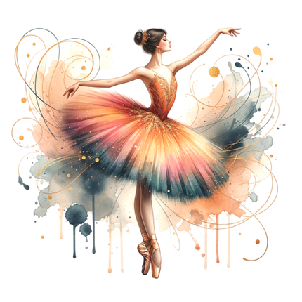 (042-10-F) Colorful Watercolor Ballerina