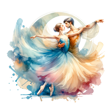 (042-10-G) Colorful Watercolor Ballet Dancers