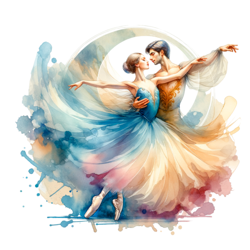 (042-10-G) Colorful Watercolor Ballet Dancers