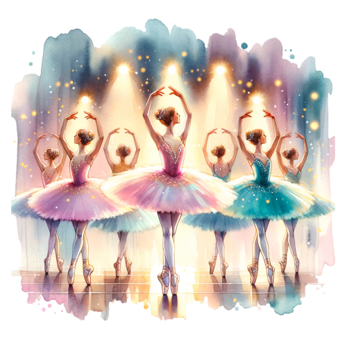 (042-10-H) Watercolor Ballerinas
