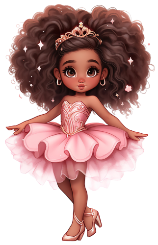 (042-04) African American Ballerina Pink Tutu