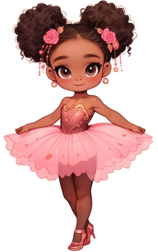 (042-04) African American Ballerina Pink Tutu