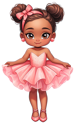 (042-04) African American Ballerina Pink Tutu