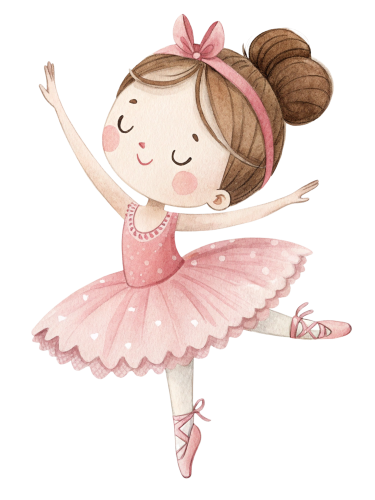 (042-09) Cute Kawaii Watercolor Ballerina