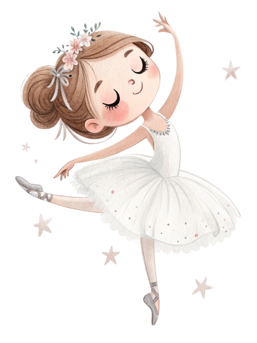 (042-09) Cute Kawaii Watercolor Ballerina