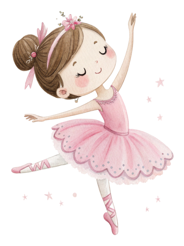 (042-09) Cute Kawaii Watercolor Ballerina