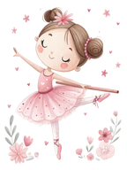 (042-09) Cute Kawaii Watercolor Ballerina