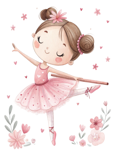 (042-09) Cute Kawaii Watercolor Ballerina