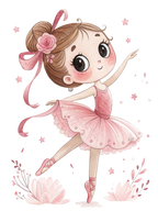 (042-09) Cute Kawaii Watercolor Ballerina