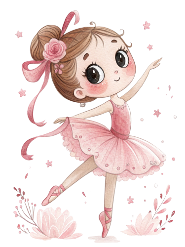 (042-09) Cute Kawaii Watercolor Ballerina