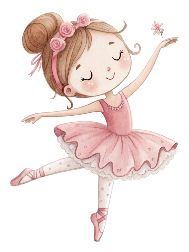 (042-09) Cute Kawaii Watercolor Ballerina