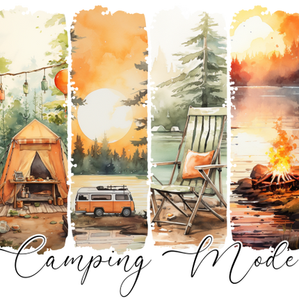 (420-01-B) Camping Mode Watercolor Brushstroke