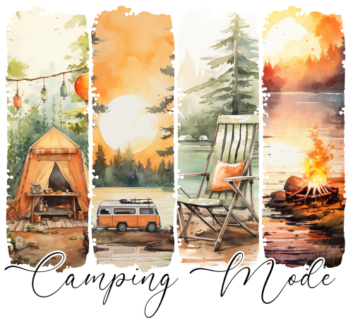 (420-01-B) Camping Mode Watercolor Brushstroke