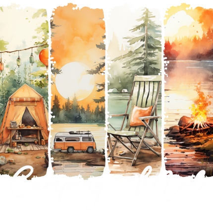(420-01-B) Camping Mode Watercolor Brushstroke