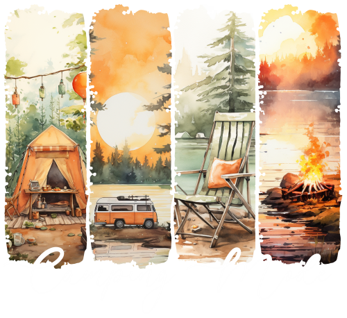 (420-01-B) Camping Mode Watercolor Brushstroke