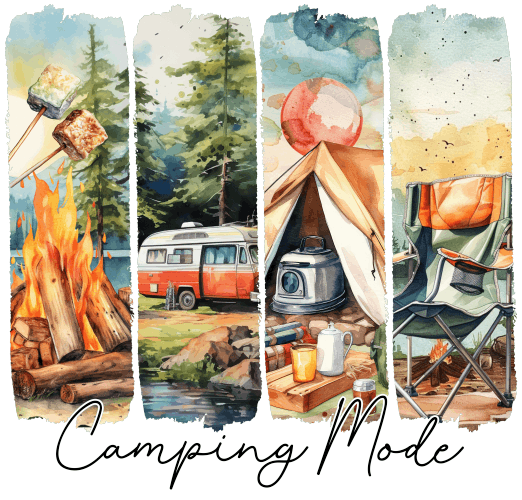 (420-01-C) Camping Mode Watercolor Brushstroke