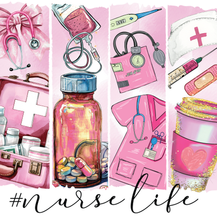 (s420-1-G) Nurse Life Watercolor Brushstroke