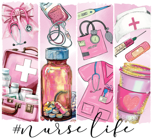(s420-1-G) Nurse Life Watercolor Brushstroke