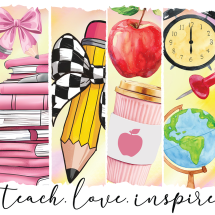 (s420-1-H) Teach Love Inspire Teacher Watercolor Brushstroke