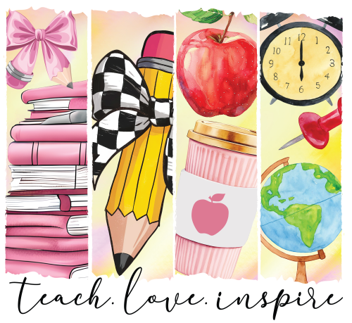 (s420-1-H) Teach Love Inspire Teacher Watercolor Brushstroke