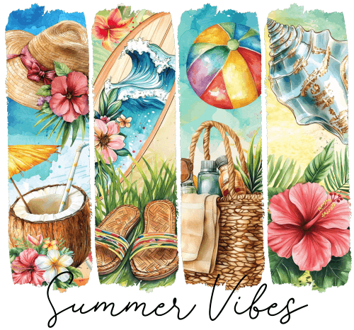 (s420-1-I) Summer Vibes Watercolor Brushstroke