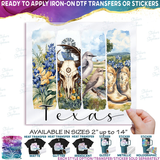 (s420-1-A) Texas Watercolor Brushstroke