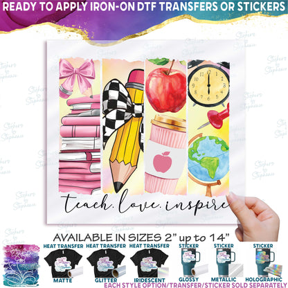 (s420-1-H) Teach Love Inspire Teacher Watercolor Brushstroke