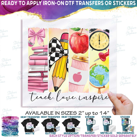 (s420-1-H) Teach Love Inspire Teacher Watercolor Brushstroke