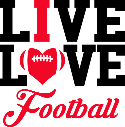 (044-04-2J) Live Love Football I Heart Iron-On Transfer