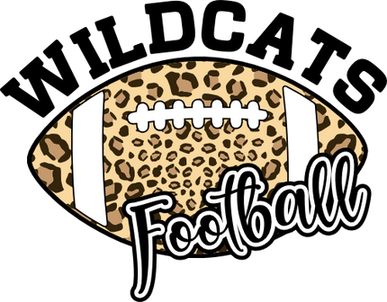 (044-08-1V) Wildcats Football Leopard Print Iron-On Transfer