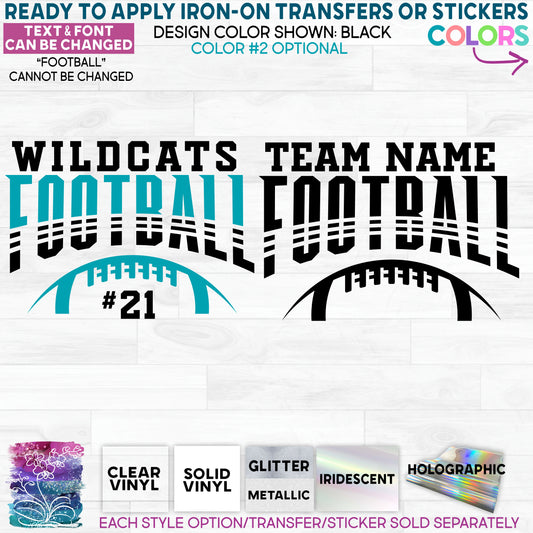 Team Name Football Custom Printed Iron On Transfer or Sticker