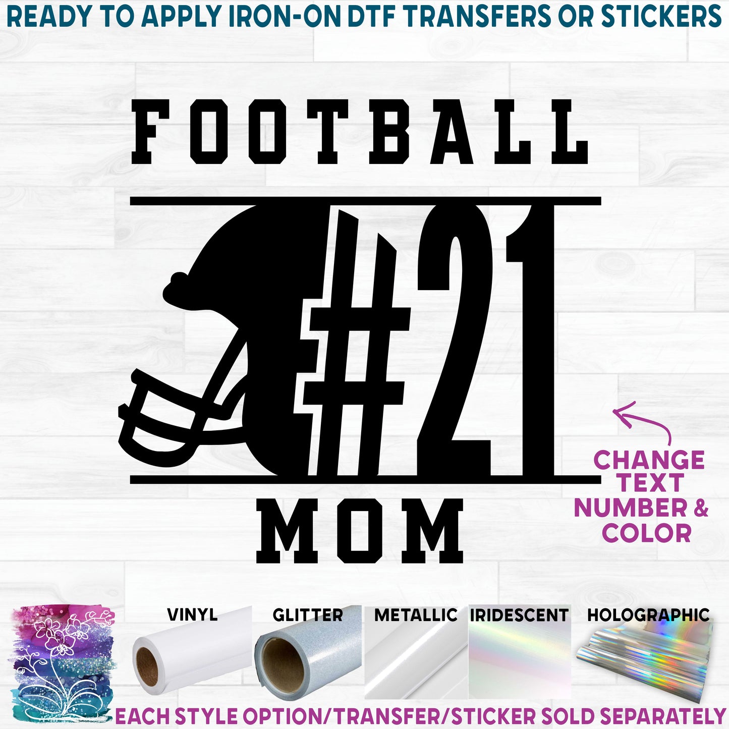 (s044-8L) Team Name Player Number Football Mom Family Custom Text