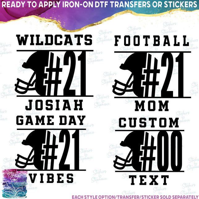 (s044-8L) Team Name Player Number Football Mom Family Custom Text