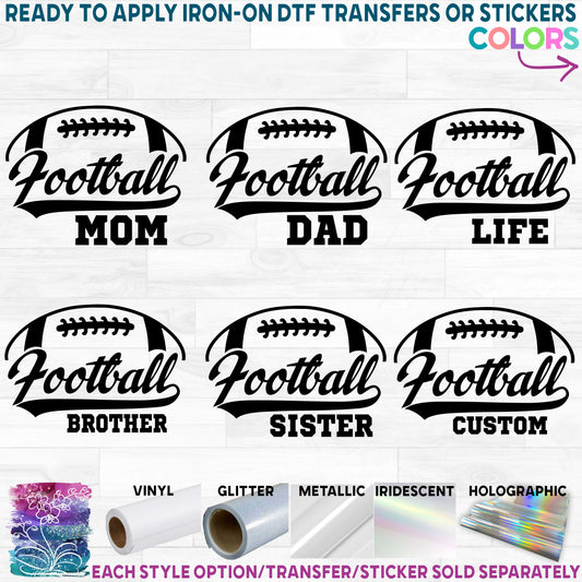 (s044-6A) Football Family Mom Printed Heat Transfer or Sticker