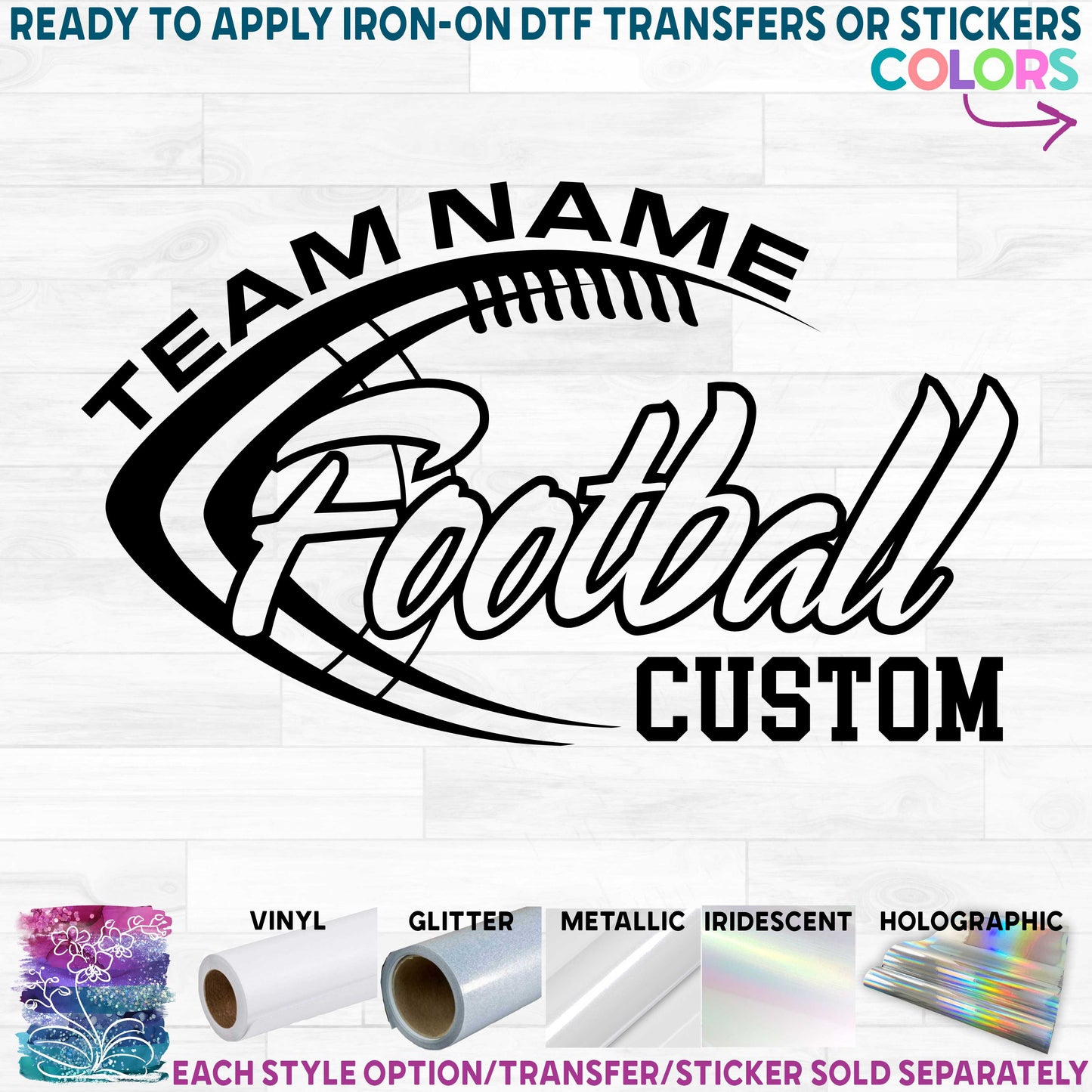 (s044-8G) Team Name Football Mom Custom Text Paw Print or Tiger Paw