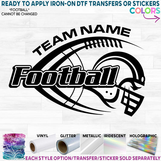 (s044-8E) Football Team Name Printed Heat Transfer or Sticker