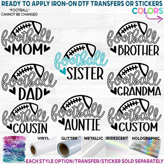 (s044-6C) Football Mom Family Printed Heat Transfer or Sticker