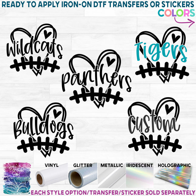 (s044-8H) Heart Football Baseball Laces Team Name Custom Text