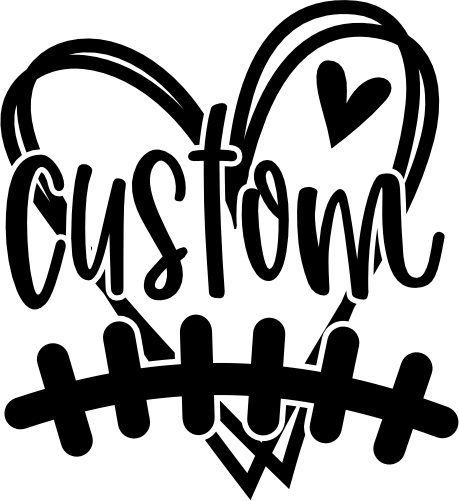 (044-08-H) Heart Baseball Laces Team Name Custom Text Iron-On Transfer