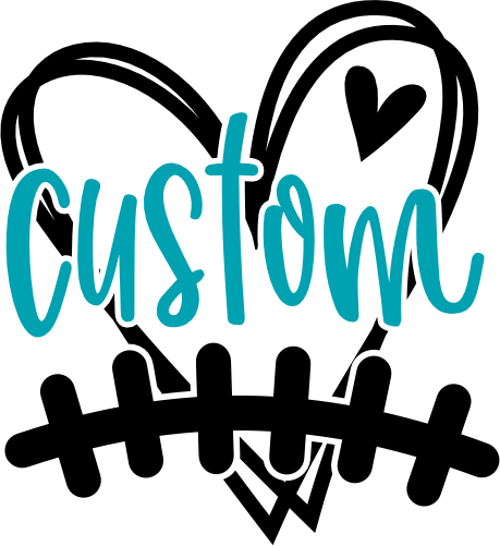 (044-08-H) Heart Baseball Laces Team Name Custom Text Iron-On Transfer