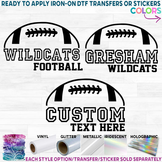 (s044-8B) Football Team Name Printed Heat Transfer or Sticker