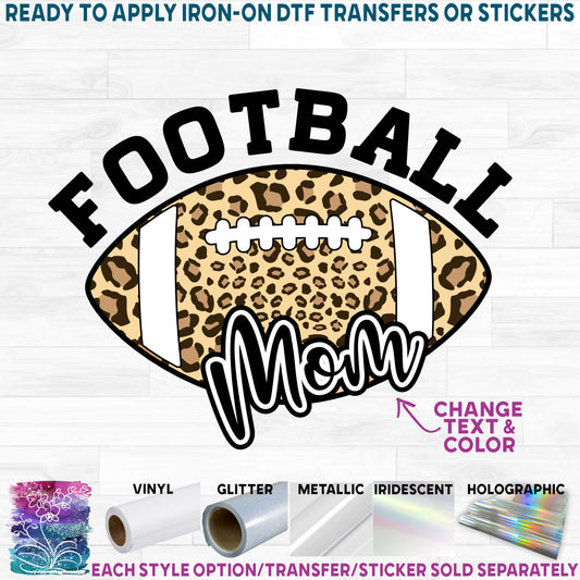 (s044-10B) Leopard Print Football Family Mom Custom Text