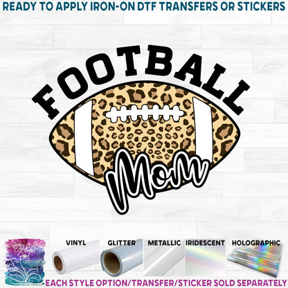 (s044-10B) Leopard Print Football Family Mom Custom Text