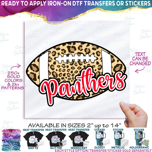 (s044-10C) Leopard Football with Team Name Custom Text