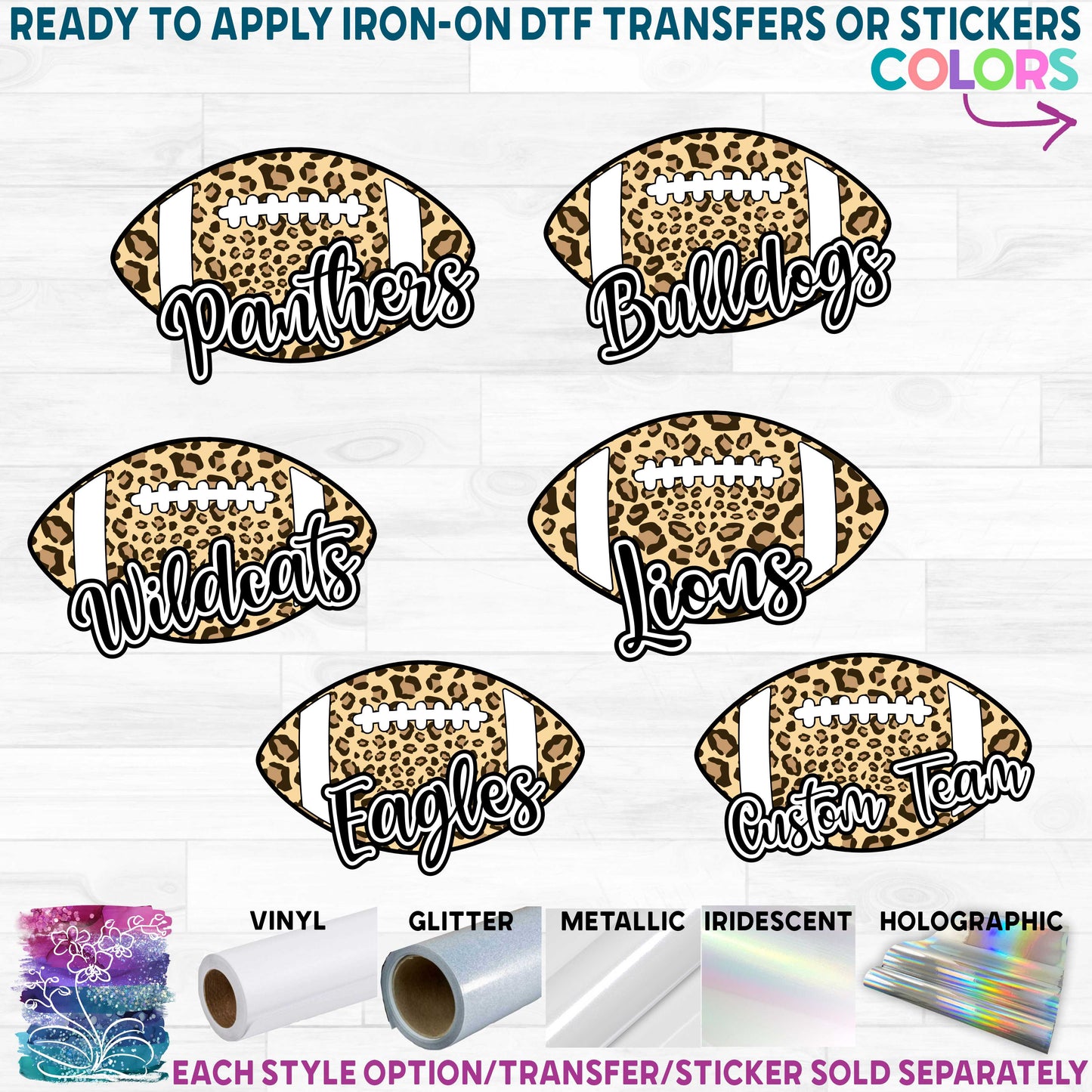 (s044-10C) Leopard Football with Team Name Custom Text