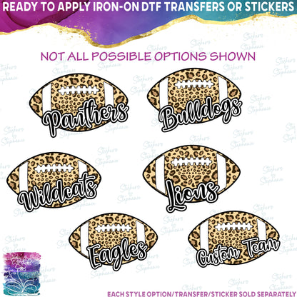 (s044-10C) Leopard Football with Team Name Custom Text