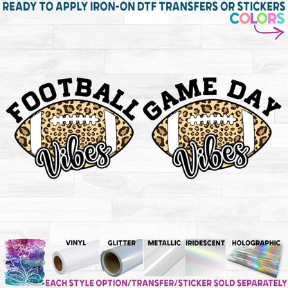 (s044-10A) Game Day Vibes or Football Vibes Leopard Print Custom Text