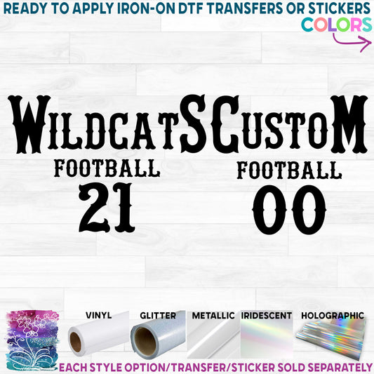 (s044-8I) Team Name Football Player Number Custom Text