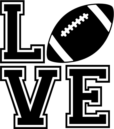 (s044-9) Stacked LOVE Football Helmet Heart or Round Ball